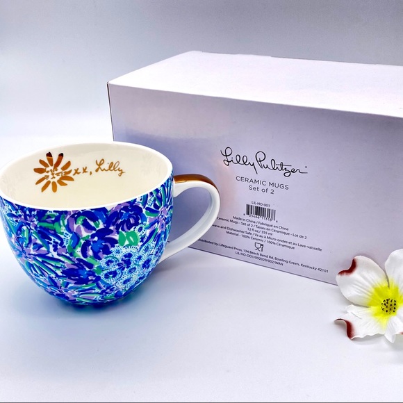 ๐ทHP๐ทNIB Lilly Pulitzer 2 Ceramic Mugs High Maintenance - Picture 2 of 16